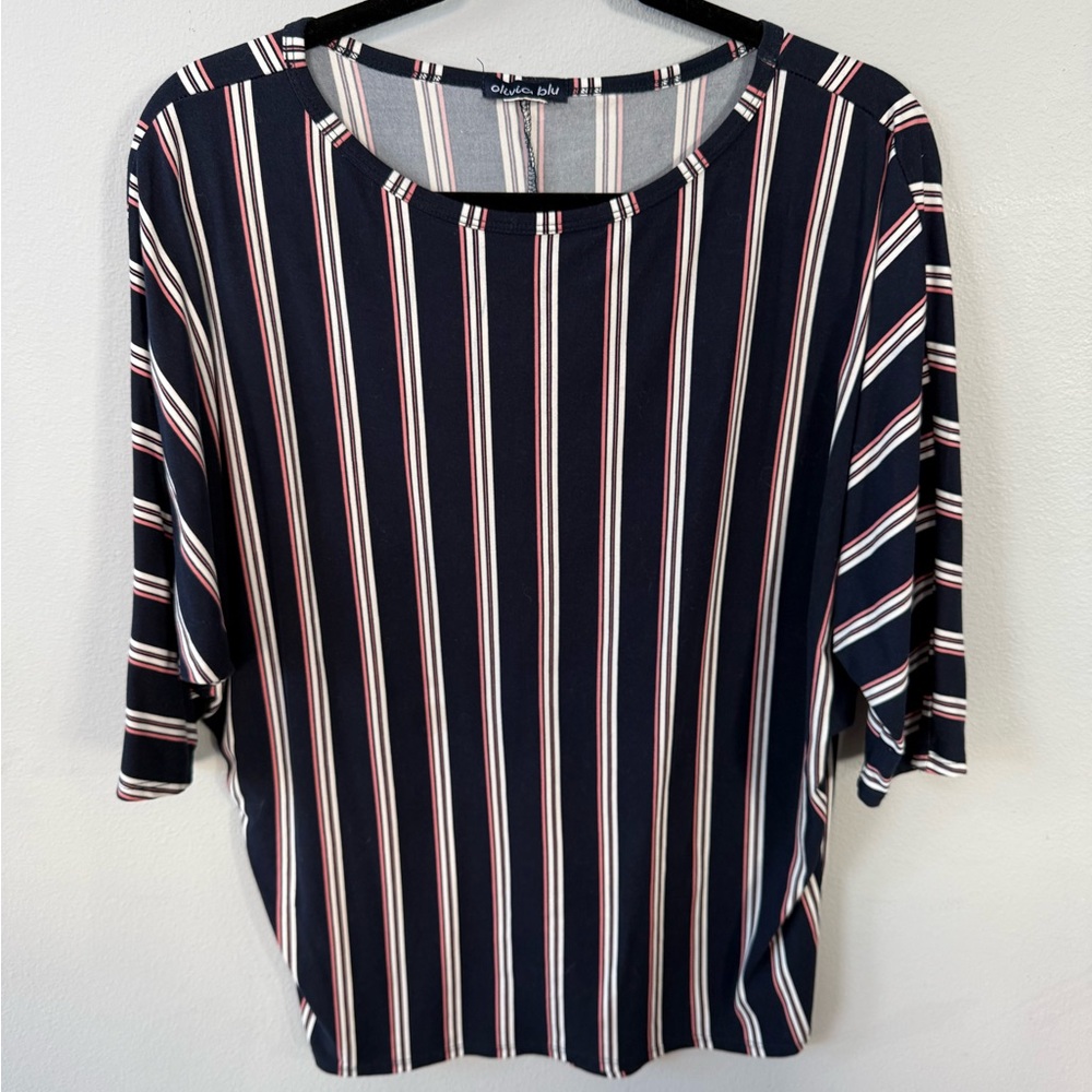 Classic Striped Navy and White Bat-Wing Sleeve Top